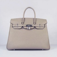 Hermes Birkin 35Cm Togo Leather Handbags Grey Silver